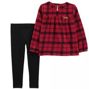 BABY GIRL CARTER'S PLAID TOP & LEGGING SET SIZE 18M  #K10